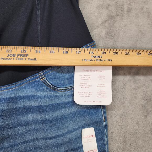 NWT Isabel Maternity Jeans Womens 14 32R Blue Skinny Jeggings Stretch Over-Belly - Picture 4 of 12